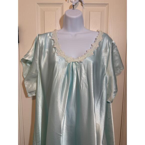 Oscar de la Renta Pink Label Satin Gown 3X Aqua Blue Vintage Glam - Picture 3 of 6